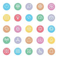 Circle color outline icons for Web and mobile. vector