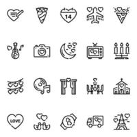 Outline icons for Valentines day. vector