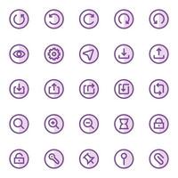 Purple color outline icons for ui ux. vector