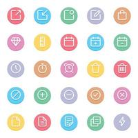 Circle color outline icons for Web and mobile. vector