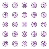 Purple color outline icons for ui ux. vector