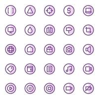 Purple color outline icons for ui ux. vector