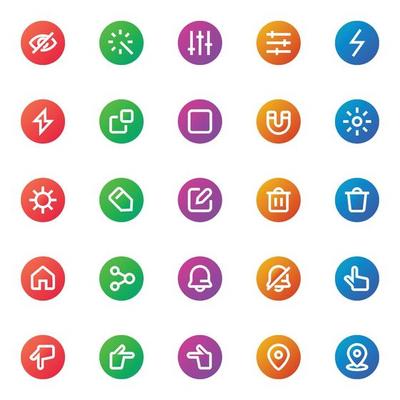 Gradient color icons for ui ux.