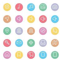 Circle color outline icons for Web and mobile. vector