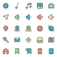 Filled color outline icons for Web and mobile. vector
