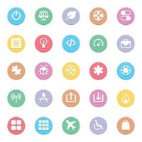 Circle color glyph icons for Web and mobile. vector