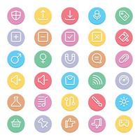 Circle color outline icons for Web and mobile. vector