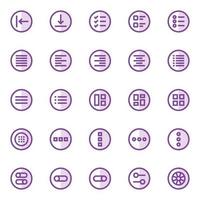 Purple color outline icons for ui ux. vector