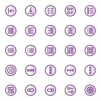 Purple color outline icons for ui ux. vector