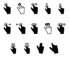 Glyph icons for Touch gesture. vector