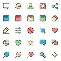 Filled color outline icons for Web and mobile. vector