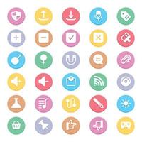 Circle color glyph icons for Web and mobile. vector