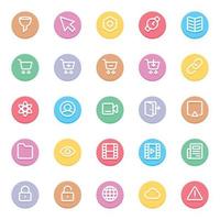 Circle color outline icons for Web and mobile. vector