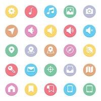 Circle color glyph icons for Web and mobile. vector