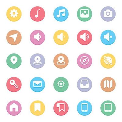 Circle color glyph icons for Web and mobile.