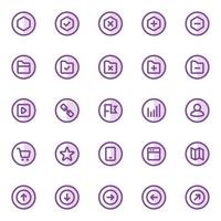 Purple color outline icons for ui ux. vector