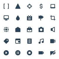 Glyph icons for ui ux. vector