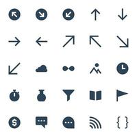 Glyph icons for ui ux. vector