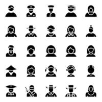 Glyph icons for avatar. vector