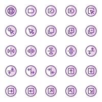 Purple color outline icons for ui ux. vector