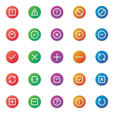 Gradient color icons for ui ux.