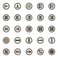 Filled color outline icons for ui ux. vector