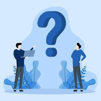 question, business concept, questioning in meeting workplace talking professional teamwork, presentation, icon, flat background Vector illustration