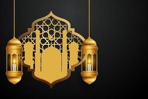 eid mubarok greeting card background with islamic ornament vector illustration