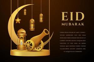 eid mubarok greeting card background with islamic ornament vector illustration