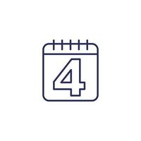 four-day week line icon, 4-day workweek vector