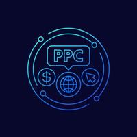 ppc línea icono para web vector