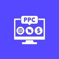 ppc, pay per click, vector icon for web