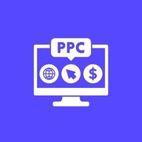 ppc, pagar por hacer clic, vector icono para web