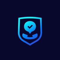 Secure call icon with phone tube and shield vector