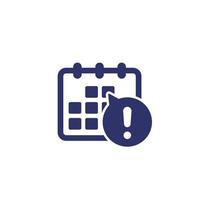 warning icon with a calendar vector