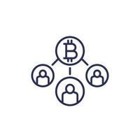 bitcoin users line icon on white vector