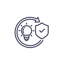 patent protection, protect ideas line icon vector