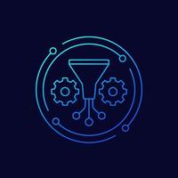 Data filtering icon, linear design vector