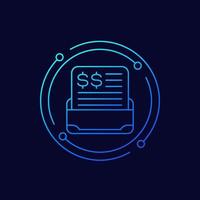 Invoice or paycheck icon, linear design vector