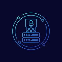 bitcoin minero línea icono para web vector