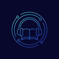 audio libro línea icono para web vector