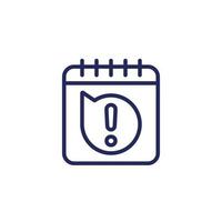 warning line icon with a calendar vector