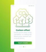 carbon offset, co2 reduction banner with line icon vector