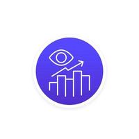 Views analytics icon, line vector