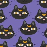 Halloween magic Black cat head. Funny character face vector illustration.