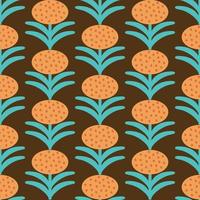 estampado de flores retro. Diseño funky de los años 70 con flores geométricas. maravillosa textura vectorial escandinava de mediados de siglo para el diseño de telas, impresión textil, envoltura, cubierta vector