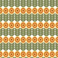 Retro Floral Pattern. 70s Funky Design with Geometric Flowers. Groovy Mid Century scandi Seamless vector texture for fabric design, textile print, wrapping, cover