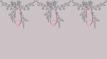 Hand drawn vector ink orchid flowers and branches, monochrome, detailed outline. Horizontal seamless banner. Viva magenta color. Design for wall art, wedding, print, tattoo, cover, card.