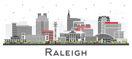 raleigh norte carolina ciudad horizonte con color edificios aislado en blanco. vector ilustración. raleigh paisaje urbano con puntos de referencia