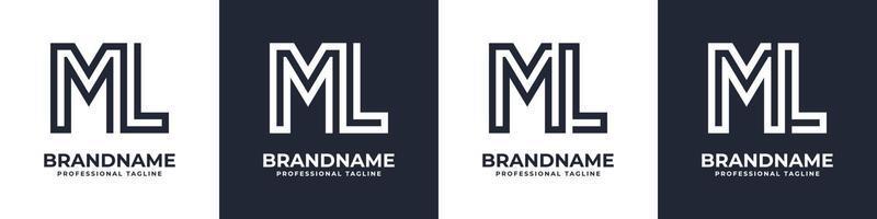 Simple ML Monogram Logo, suitable for any business with ML or LM initial. vector